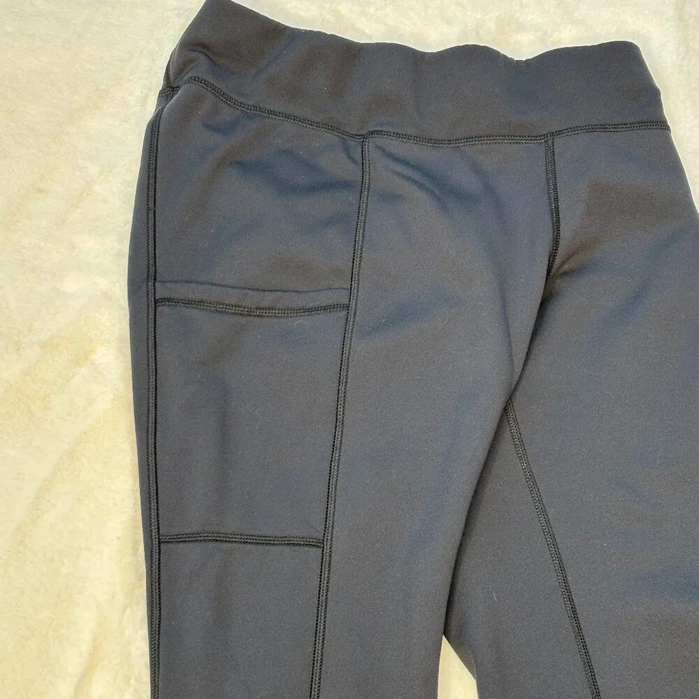L.L. Bean Women's Black PrimaLoft Therma Stretch Fleece Pocket Tights/Leggings - Picture 9 of 15